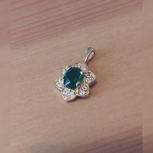 Gold Plated And Faux Emerald Pendant